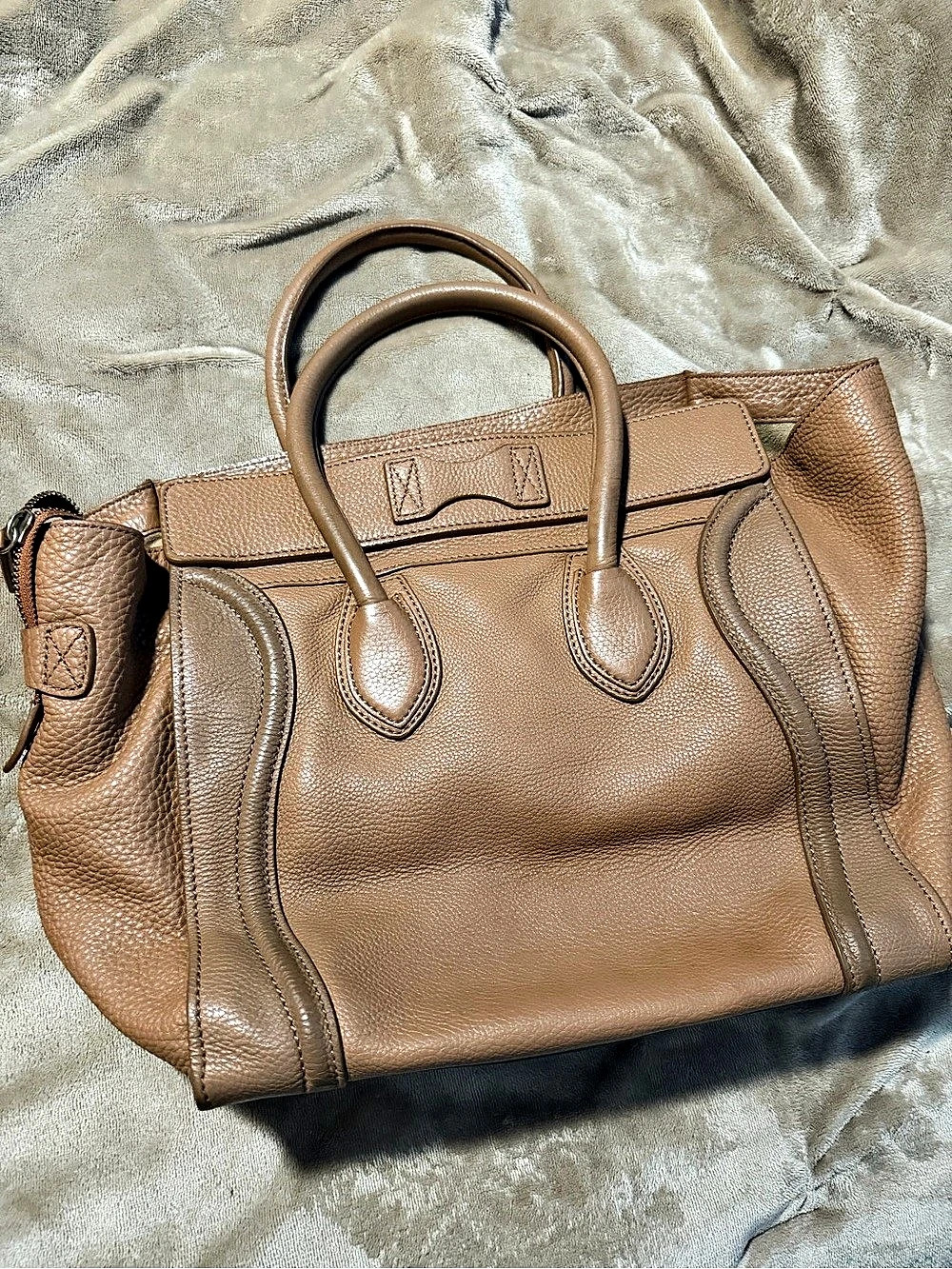Celine Luggage Leather Satchel in Brown